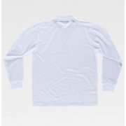 Parte posterior de la camiseta polo manga larga algodón antibacteriano color blanco